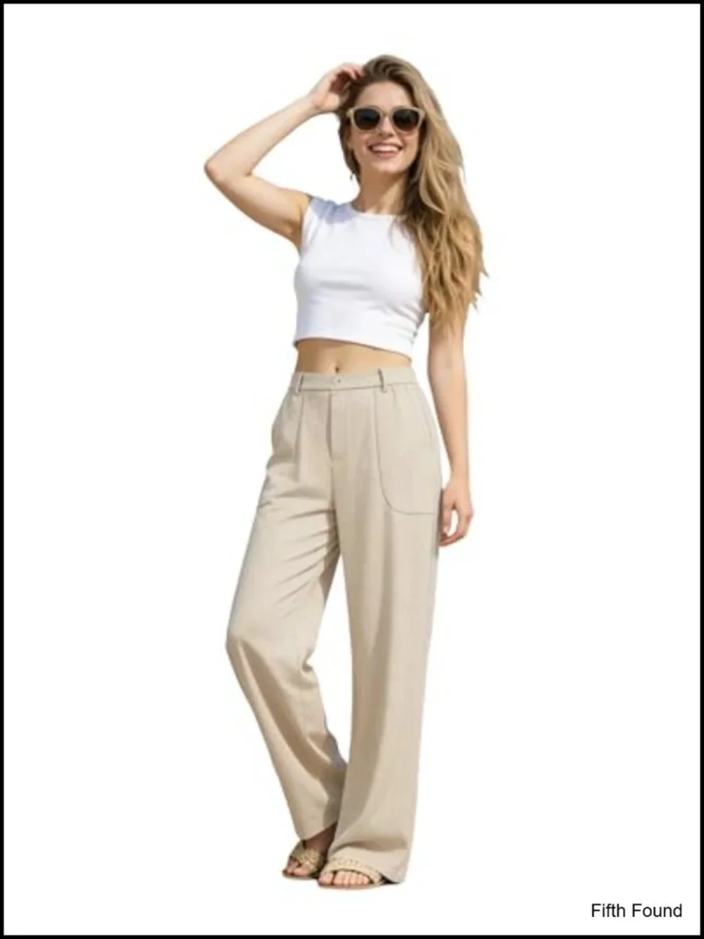 Wide Leg Linen Cotton Pants High Waisted Stretchy Casual Trousers for Work